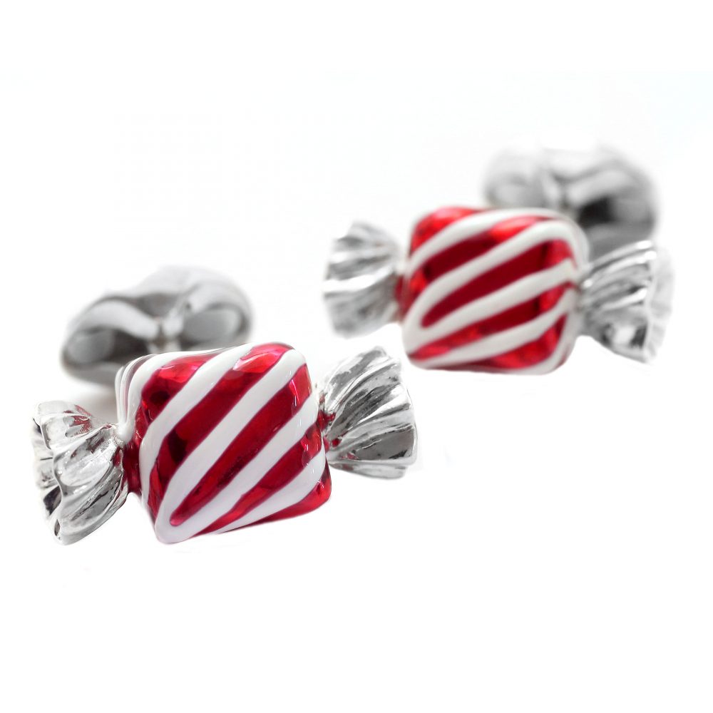 Deakin Francis Sterling Silver Red White Striped Enamel Candy